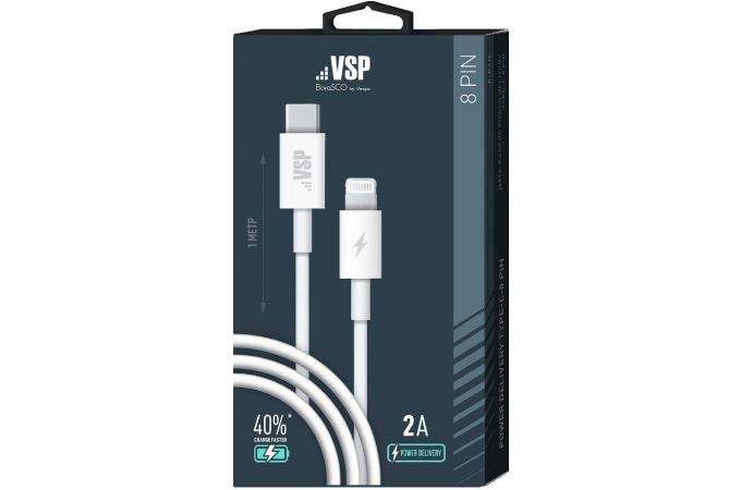 Кабель USB Type-C - Lightning BoraSCO Apple 8-pin (38525) (белый) 1м