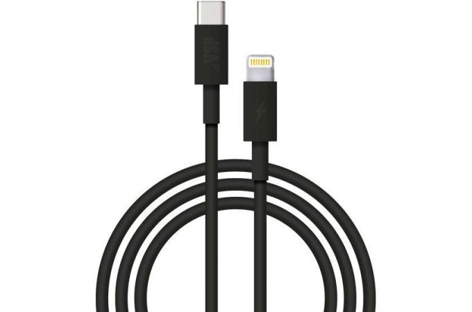 Кабель USB Type-C - Lightning BoraSCO 8-pin (50764) 3A (черный) 1м