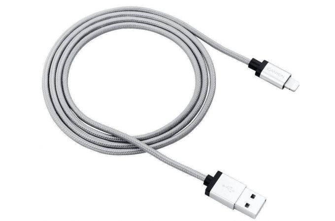 Кабель USB - Lightning Canyon MFI-3 Apple 8-pin (белый) 1м (плетеный нейлон и гибкое металлическое покрытие)