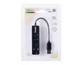 Разветвитель USB HUB 2.0 NN-HB007 на 3 порта USB 2.0 + картридер (черный)