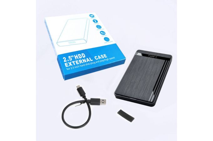 Кейс для HDD/SSD 2.5'' TYPE-C (USB3.1) - SATA пластик (black)