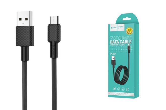 Кабель USB - MicroUSB HOCO X29 2,4A (черный) 1м (текстурированный)