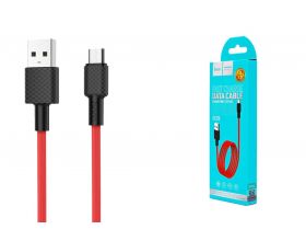 Кабель USB - MicroUSB HOCO X29 2,4A (красный) 1м (текстурированный)