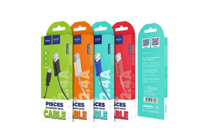 Кабель USB - Lightning HOCO X24, 2,4A (белый) 1м (пружины)