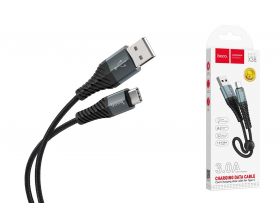 Кабель USB - USB Type-C HOCO X38, 3A (черный) 0,25м (в оплетке, с усилением сгиба)