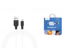 Кабель USB - MicroUSB HOCO X21 2,4A (черно-белый) 1м (силикон)