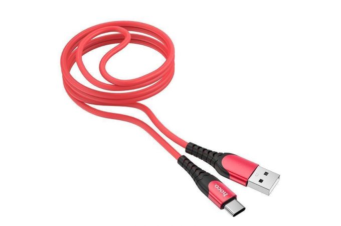 Кабель USB - USB Type-C HOCO U80, 3A (красный) 1,2м (силиконовый, с усилением сгиба)
