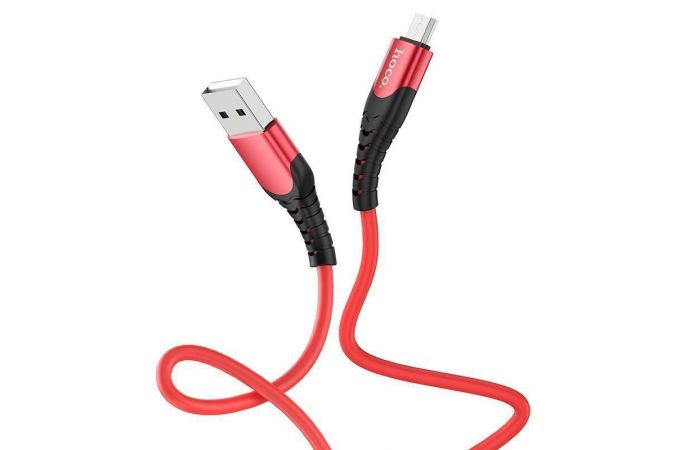 Кабель USB - MicroUSB HOCO U80 2,4A (красный) 1,2м (силиконовый)