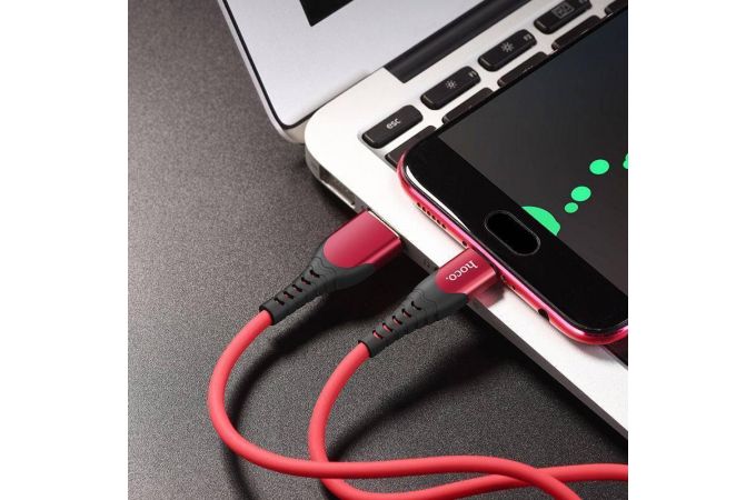 Кабель USB - MicroUSB HOCO U80 2,4A (красный) 1,2м (силиконовый)
