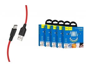 Кабель USB - USB Type-C HOCO X21 PLUS, 3A (черно-красный) 1м (силиконовый)