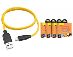 Кабель USB - MicroUSB HOCO X21 Plus 2,4A (черно-желтый) 1м (силикон)