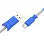 Кабель USB - MicroUSB HOCO X24 2A (синий) 1м (пружинка)