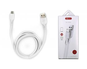 Кабель USB - MicroUSB BYZ BC-008m AM-microBM 2.4A, (белый) 1м (силикон)