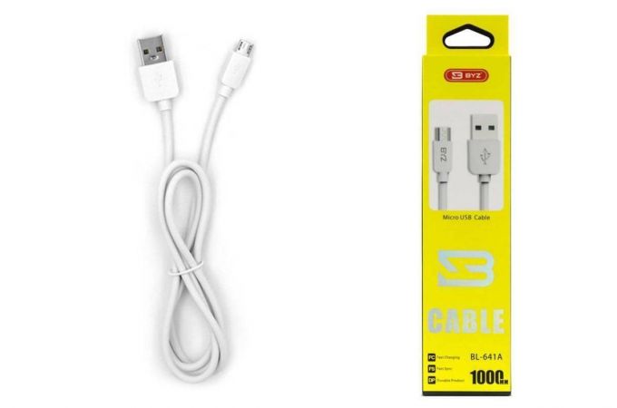 Кабель USB - MicroUSB BYZ BL-641A AM-microBM ПВХ (белый) 1м