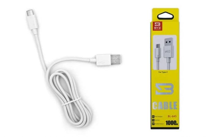 Кабель USB - USB Type-C BYZ BL-645 AM-Type-C 2.1А (белый) 1м (силикон)