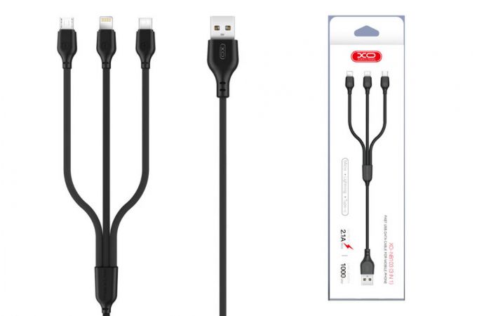 Кабель USB 3 в 1 XO NB103 2.0A 3 in 1 a usb cable (черный)