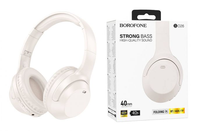 Наушники мониторные беспроводные BOROFONE BO26 Delightful wireless headset Bluetooth (молочный белый)