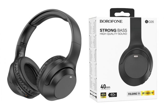 Наушники мониторные беспроводные BOROFONE BO26 Delightful wireless headset Bluetooth (черный)