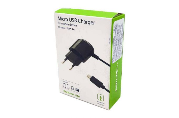 Сетевое зарядное устройство USB + кабель MicroUSB Red Line в упаковке 1000mAh