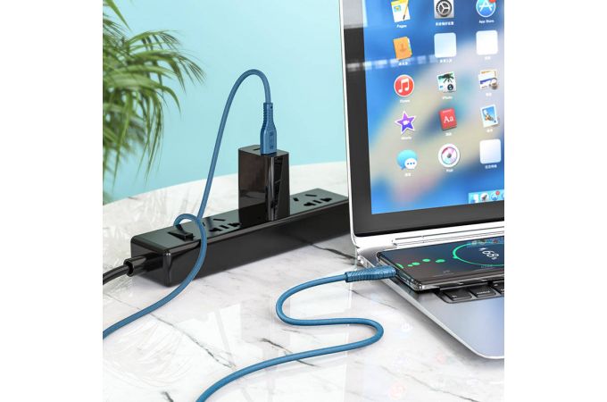 Кабель USB - USB Type-C HOCO X67, 5A (синий) 1м силиконовый