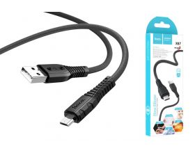 Кабель USB - MicroUSB HOCO X67 2,4A (черный) 1м (силикон)