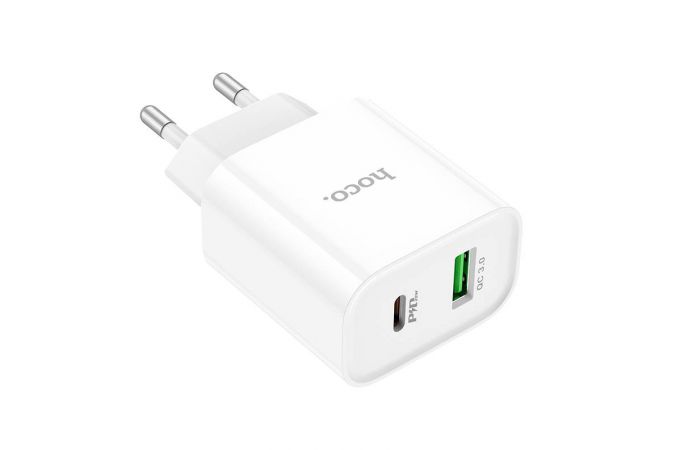 Сетевое зарядное устройство USB + USB-C HOCO C80A Plus Rapido PD20W+ QC3.0 (белый)