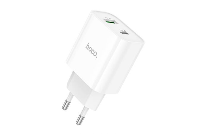 Сетевое зарядное устройство USB + USB-C HOCO C80A Plus Rapido PD20W+ QC3.0 (белый)