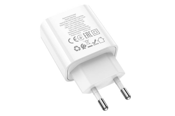 Сетевое зарядное устройство USB + USB-C HOCO C80A Plus Rapido PD20W+ QC3.0 (белый)