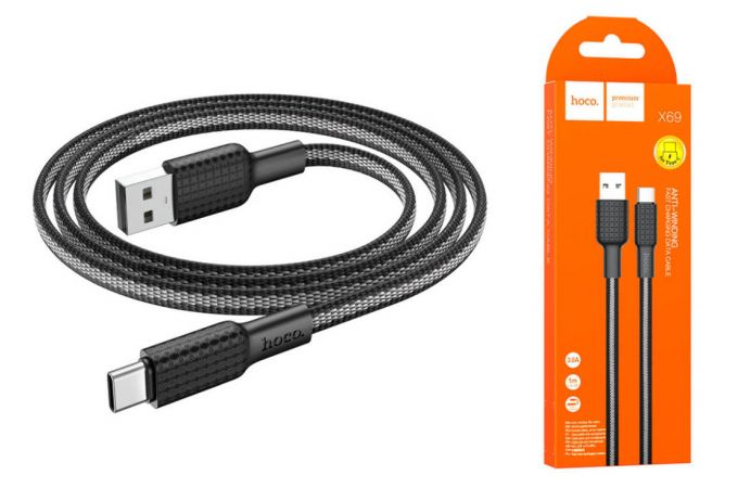 Кабель USB - USB Type-C HOCO X69 (чернокрасный) 1м