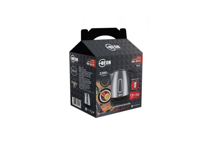 Чайник BEON BN-3014  2200Вт,1,8л,нерж.,фильтр, шкала