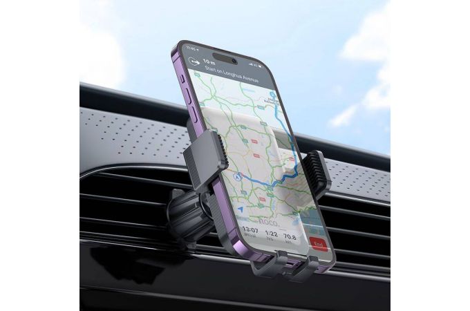 Держатель автомобильный для телефона HOCO H26 Rock push-type в дефлектор обдува черный