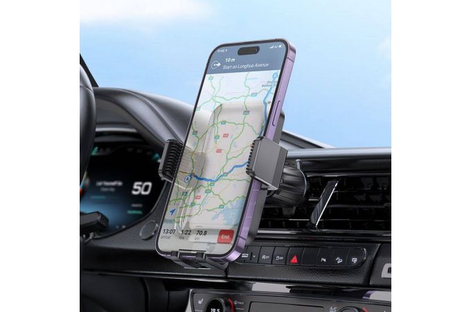 Держатель автомобильный для телефона HOCO H26 Rock push-type в дефлектор обдува черный