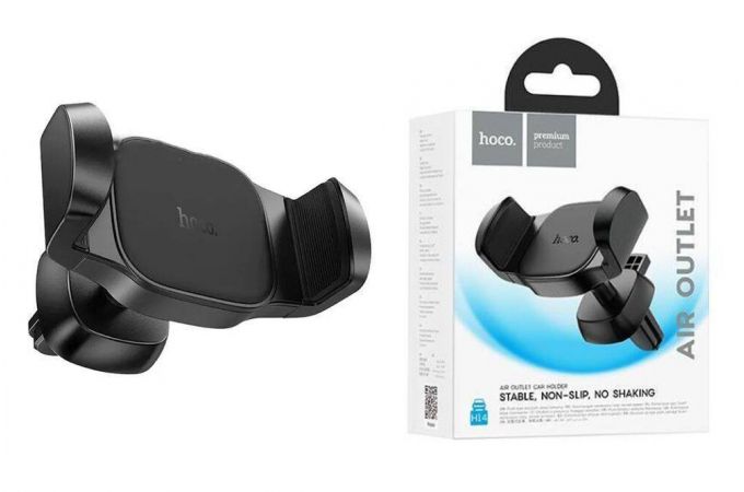 Держатель автомобильный для телефона HOCO H14 Pursue pull clip в дефлектор обдува черный
