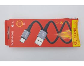 Кабель USB - USB Type-C BOROFONE BX83, 2,4A (черный) 1м силиконовый (УЦЕНКА! МЯТАЯ УПАКОВКА)