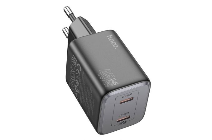 Сетевое зарядное устройство 2USB-C HOCO N42 PD45W (черный)