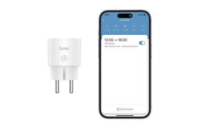 Сетевой адаптер-переходник Hoco AC16 Veloz smart socket (EU) белый