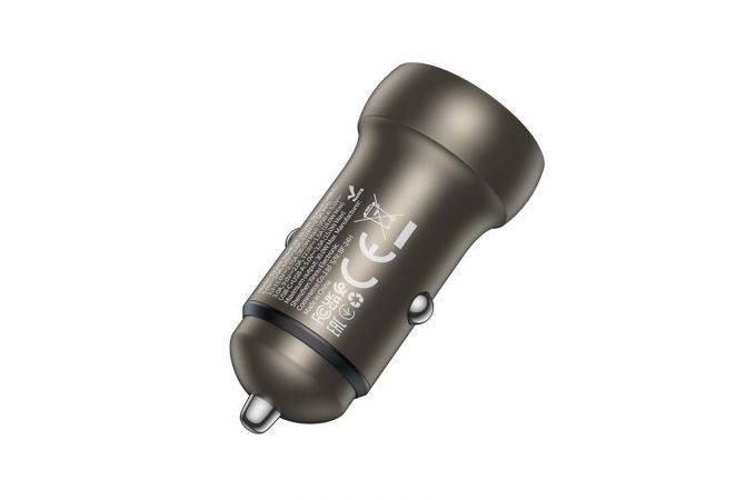 Автомобильное зарядное устройство АЗУ USB + USB-C BOROFONE BZ32A Fresh PD30W+QC3.0 (металлический серый)