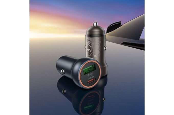 Автомобильное зарядное устройство АЗУ USB + USB-C BOROFONE BZ32A Fresh PD30W+QC3.0 (металлический серый)