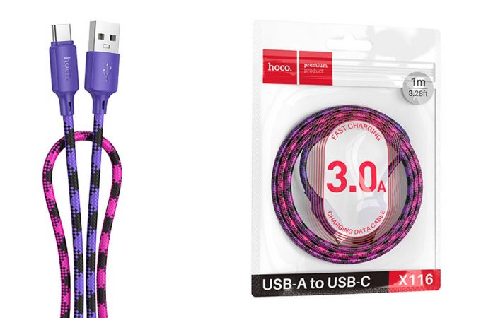 Кабель USB - USB Type-C HOCO X116 Meridian (фиолетовый градиент)