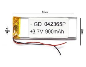 Универсальный аккумулятор 65x23x4 3.7V 900mAh (042365P) (10/5)