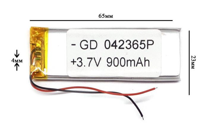 Универсальный аккумулятор 65x23x4 3.7V 900mAh (042365P) (10/5)