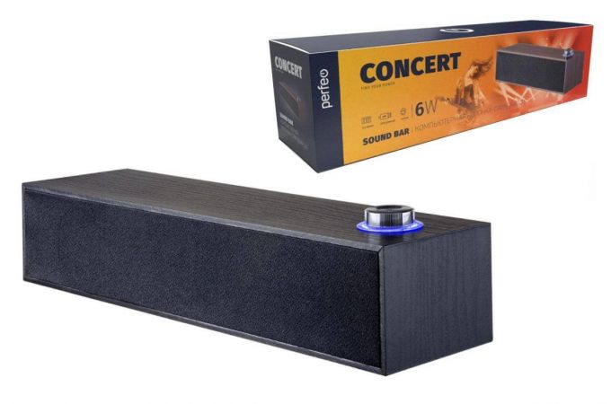 Колонка-саундбар Perfeo "CONCERT", мощность 6 Вт, USB, "дерево" черный PF_A4436
