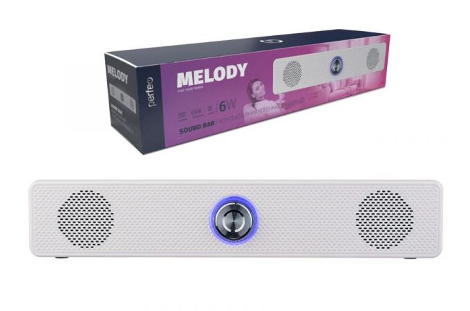 Колонка-саундбар Perfeo "MELODY", мощность 6 Вт, USB, пластик, белый PF_A4339 (У)