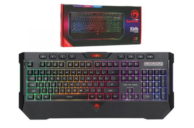 Клавиатура игровая проводная MARVO K656, подсветка RGB, 112 кл., USB (черный)