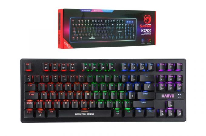 Клавиатура игровая механическая проводная MARVO KG901, подсветка RGB, 87 кл. USB (чёрный)