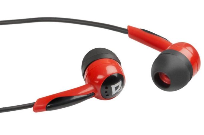 Наушники вакуумные проводные Defender Basic 604 (черно-красный)