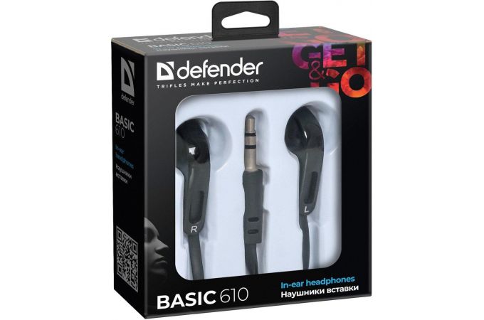 Наушники вакуумные проводные Defender Basic 610 (черный)