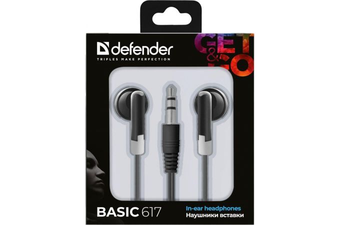 Наушники вакуумные проводные Defender Basic 617 (черный)