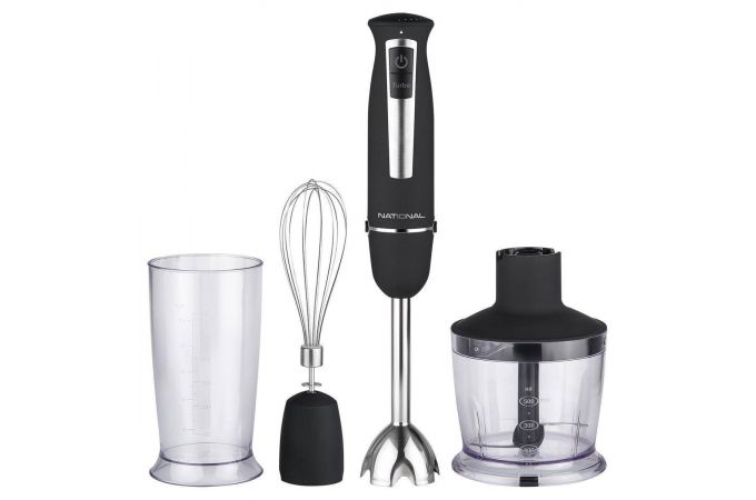 Блендер NATIONAL NK-HB1227 черный 1200 Вт, нож из нерж.ст., изм., венчик, SOFT TOUC