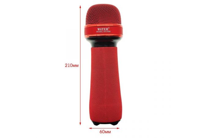 Караоке микрофон WSTER WS-898 (Bluetooth, динамики, USB) беспроводной (красный)